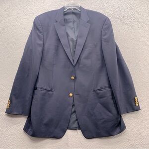 Vtg Ralph Lauren LRL Men’s Wool Jacket Blazer Navy Blue Gold Buttons Size 42L